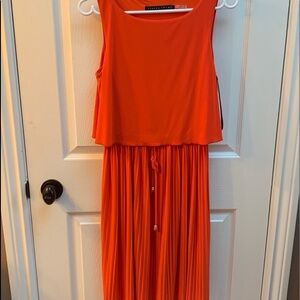 Ivanka Trump Orange Pleated Knee Length Dress
